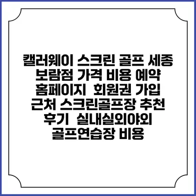 캘러웨이 스크린 골프 세종 보람점 가격 비용 예약 홈페이지 | 회원권 가입 | 근처 스크린골프장 추천 | 후기 | 실내실외야외 골프연습장 비용