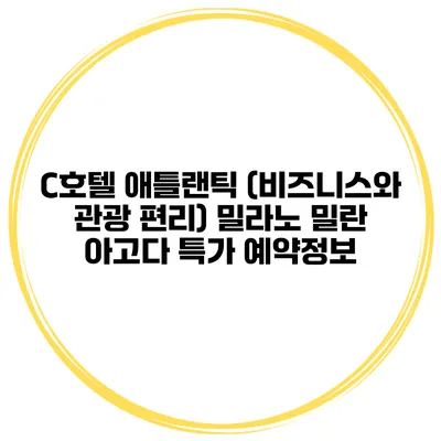 C호텔 애틀랜틱 (비즈니스와 관광 편리) 밀라노 밀란 아고다 특가 예약정보