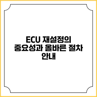 ECU 재설정의 중요성과 올바른 절차 안내