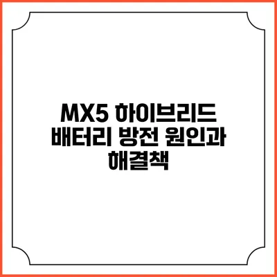 MX5 하이브리드 배터리 방전 원인과 해결책