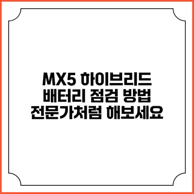 MX5 하이브리드 배터리 점검 방법: 전문가처럼 해보세요