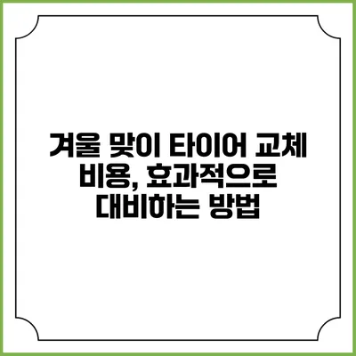 겨울 맞이 타이어 교체 비용, 효과적으로 대비하는 방법