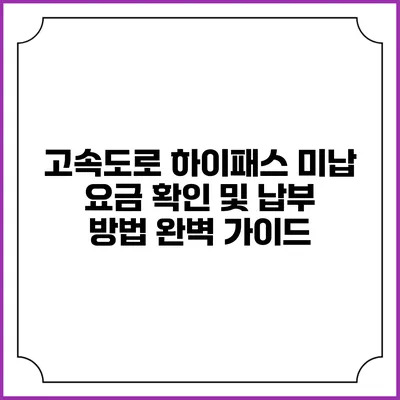 고속도로 하이패스 미납 요금 확인 및 납부 방법 완벽 가이드