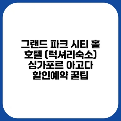 그랜드 파크 시티 홀 호텔 (럭셔리숙소) 싱가포르 아고다 할인예약 꿀팁
