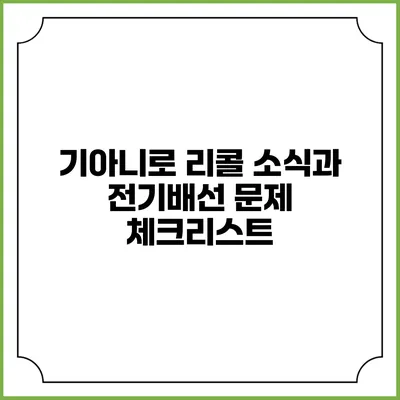기아니로 리콜 소식과 전기배선 문제 체크리스트