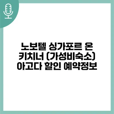 노보텔 싱가포르 온 키치너 (가성비숙소) 아고다 할인 예약정보