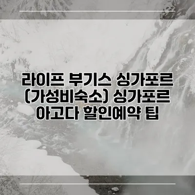 라이프 부기스 싱가포르 (가성비숙소) 싱가포르 아고다 할인예약 팁
