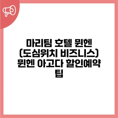 마리팀 호텔 뮌헨 (도심위치 비즈니스) 뮌헨 아고다 할인예약 팁