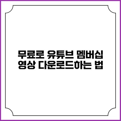 무료로 유튜브 멤버십 영상 다운로드하는 법