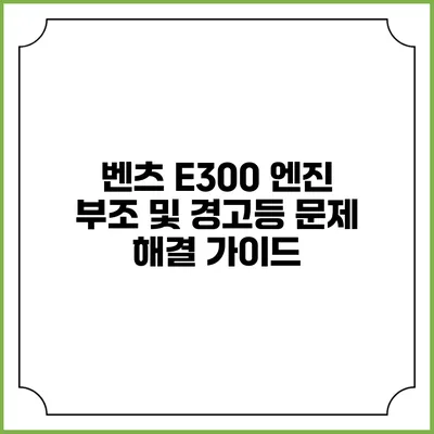 벤츠 E300 엔진 부조 및 경고등 문제 해결 가이드