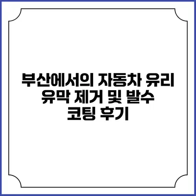 부산에서의 자동차 유리 유막 제거 및 발수 코팅 후기