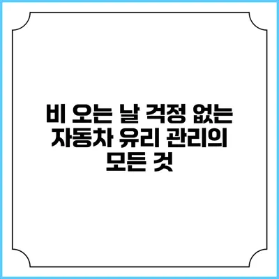 비 오는 날 걱정 없는 자동차 유리 관리의 모든 것