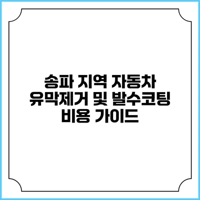 송파 지역 자동차 유막제거 및 발수코팅 비용 가이드