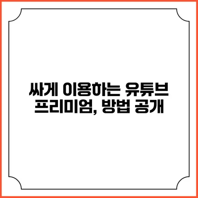싸게 이용하는 유튜브 프리미엄, 방법 공개