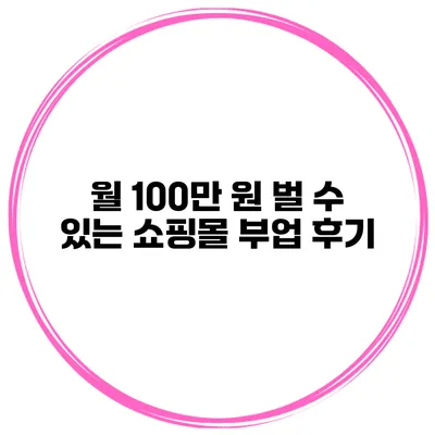 월 100만 원 벌 수 있는 쇼핑몰 부업 후기