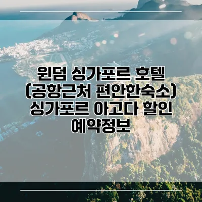 윈덤 싱가포르 호텔 (공항근처 편안한숙소) 싱가포르 아고다 할인 예약정보