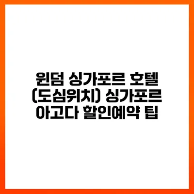 윈덤 싱가포르 호텔 (도심위치) 싱가포르 아고다 할인예약 팁