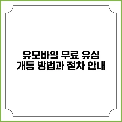 유모바일 무료 유심 개통 방법과 절차 안내