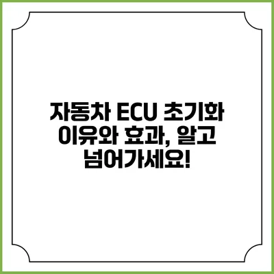 자동차 ECU 초기화: 이유와 효과, 알고 넘어가세요!