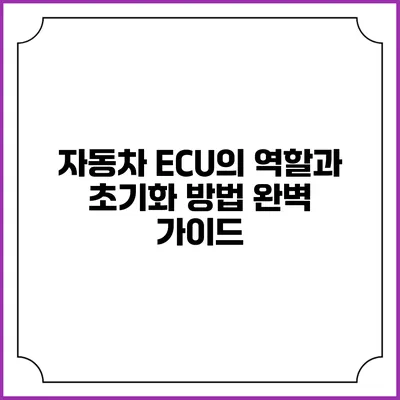 자동차 ECU의 역할과 초기화 방법 완벽 가이드