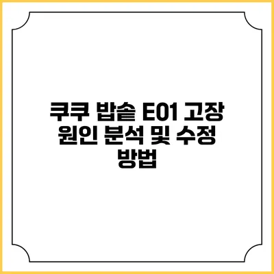 쿠쿠 밥솥 E01 고장 원인 분석 및 수정 방법