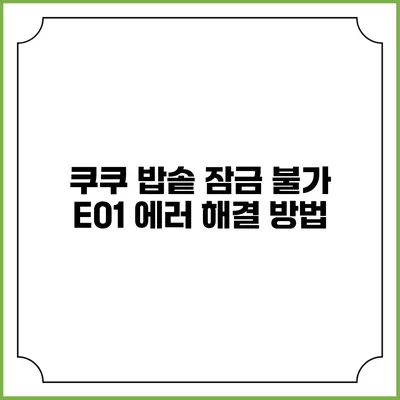 쿠쿠 밥솥 잠금 불가 E01 에러 해결 방법