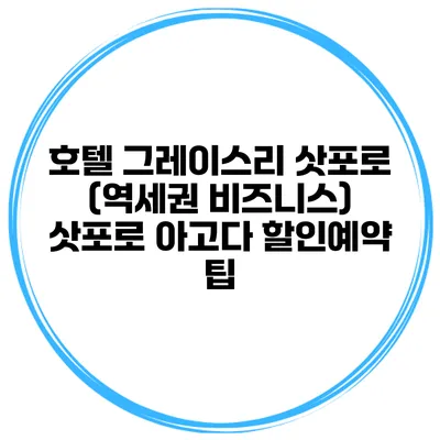 호텔 그레이스리 삿포로 (역세권 비즈니스) 삿포로 아고다 할인예약 팁