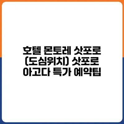 호텔 몬토레 삿포로 (도심위치) 삿포로 아고다 특가 예약팁