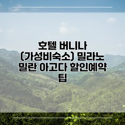 호텔 버니나 (가성비숙소) 밀라노 밀란 아고다 할인예약 팁