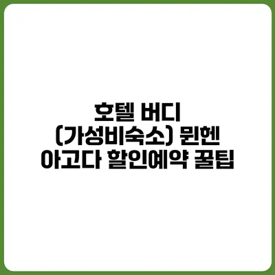 호텔 버디 (가성비숙소) 뮌헨 아고다 할인예약 꿀팁