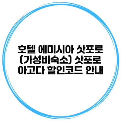 호텔 에미시아 삿포로 (가성비숙소) 삿포로 아고다 할인코드 안내