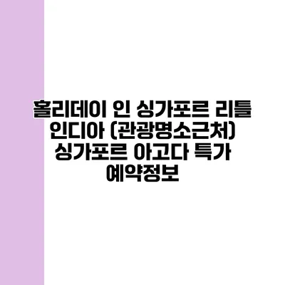 홀리데이 인 싱가포르 리틀 인디아 (관광명소근처) 싱가포르 아고다 특가 예약정보