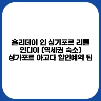 홀리데이 인 싱가포르 리틀 인디아 (역세권 숙소) 싱가포르 아고다 할인예약 팁